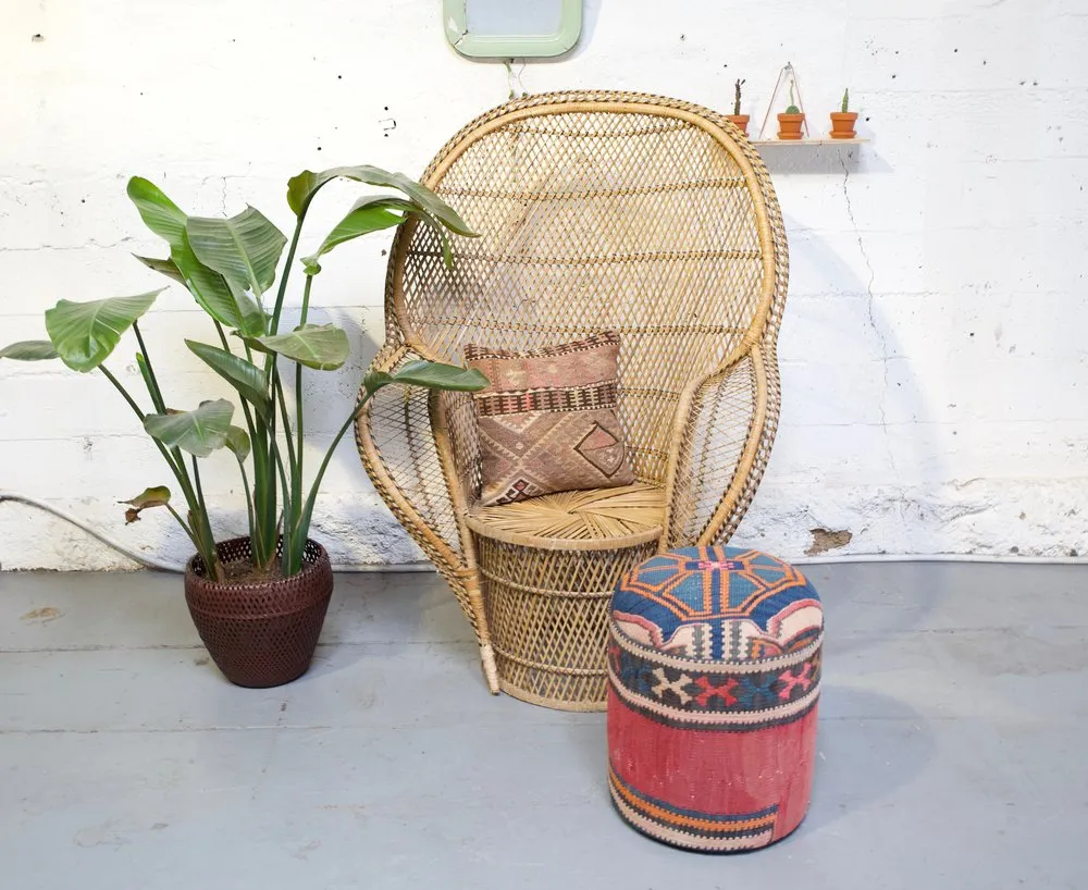 Solid Cylinder Shaped Kilim Stool