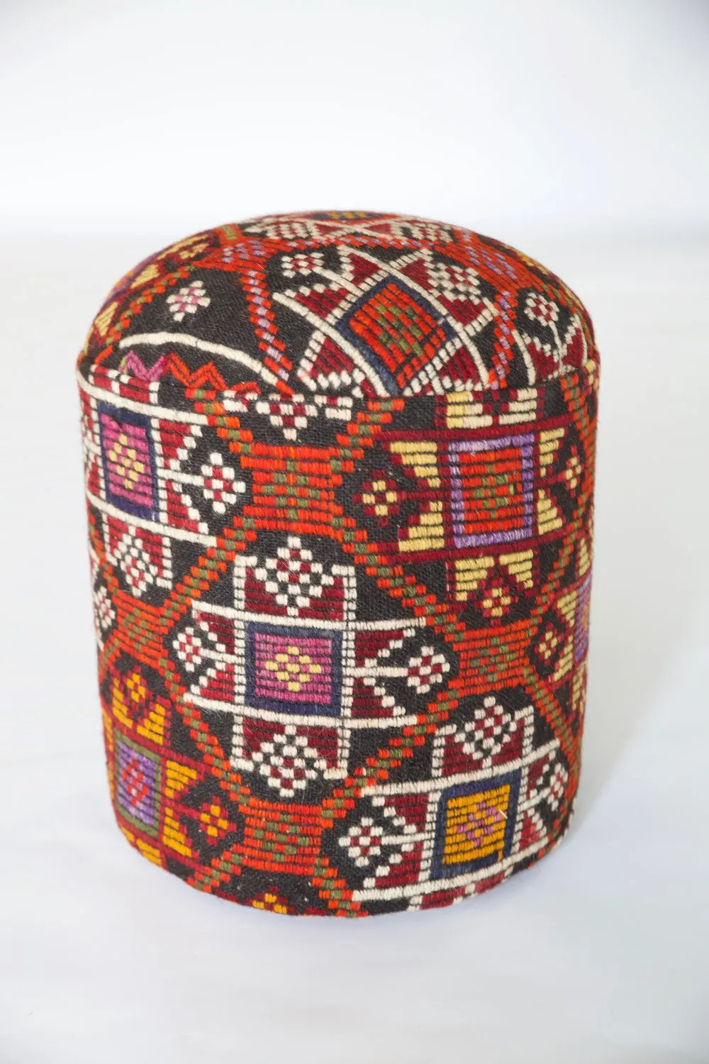 Solid Cylinder Shaped Kilim Stool