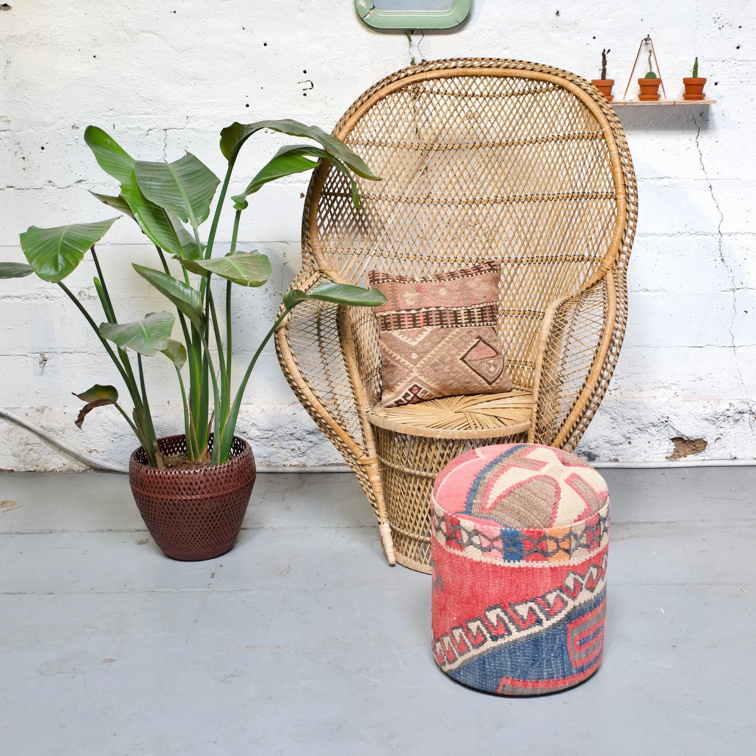 Solid Cylinder Shaped Kilim Stool