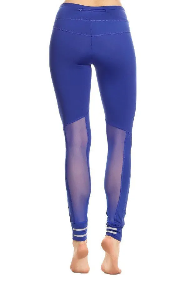 Solid Knit Athletic Mesh Panel Leggings