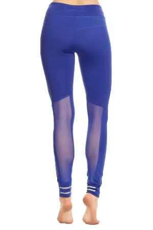 Solid Knit Athletic Mesh Panel Leggings
