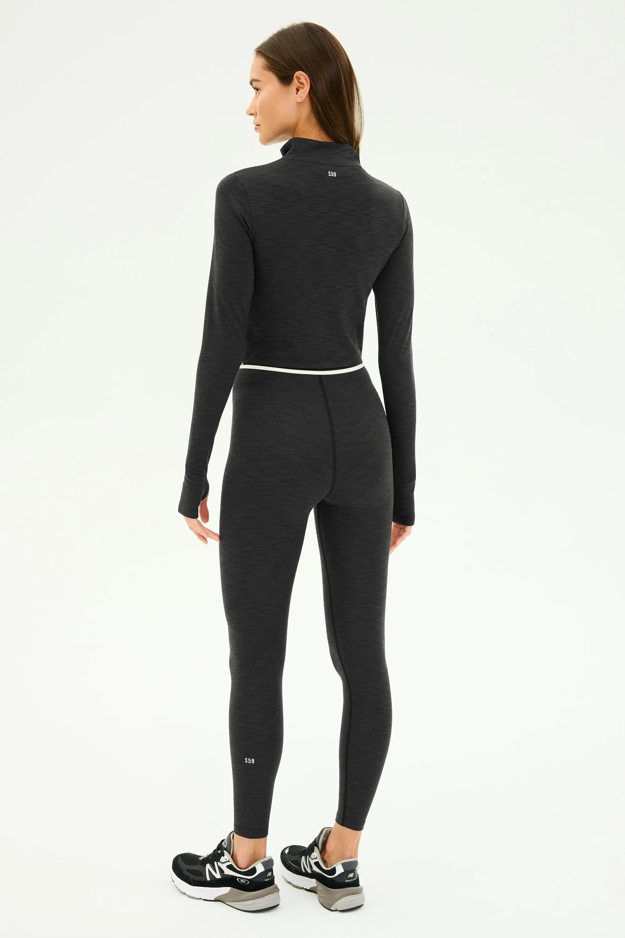 Stevie Active Rib Half Zip - Heather Graphite