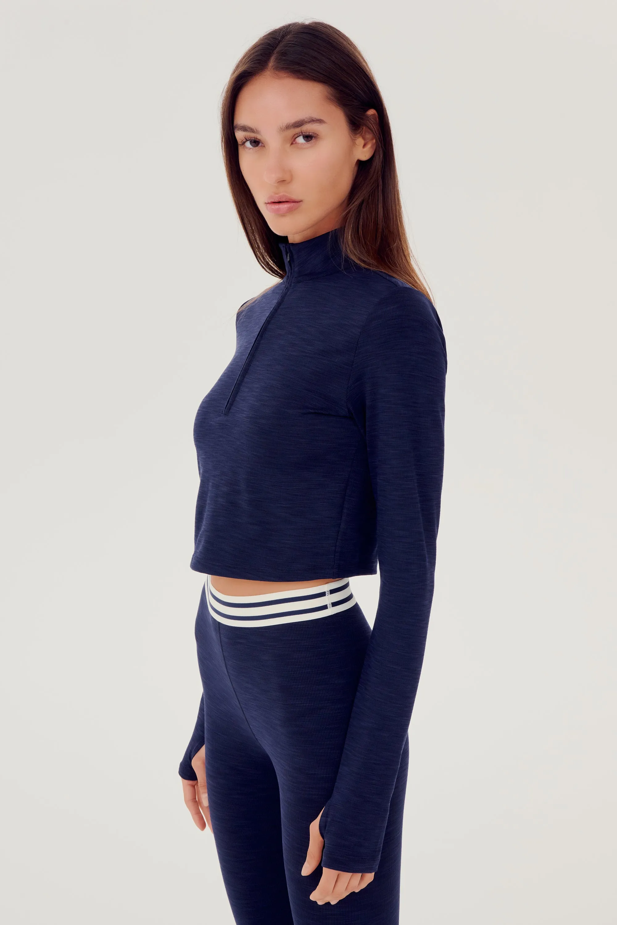 Stevie Active Rib Half Zip - Indigo