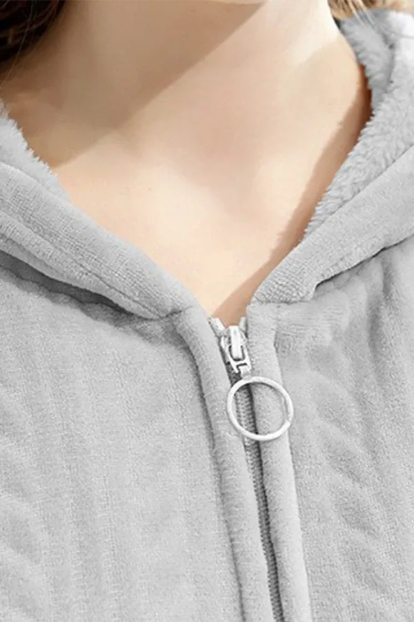 Stylish Flannel Hooded Nightgown