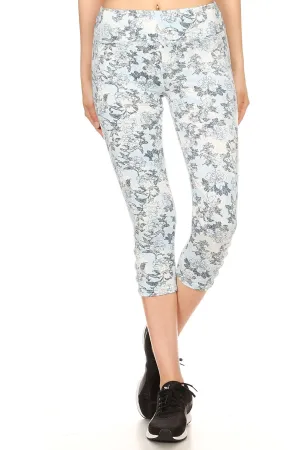 Super Soft Flower Print Cutouts Leggings