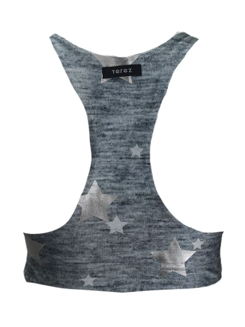 TEREZ Women's Grey Printed Foil Stars Sports Bra #24618782 Large NWT
