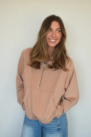 The Classic Quarter Zip -Dark Taupe