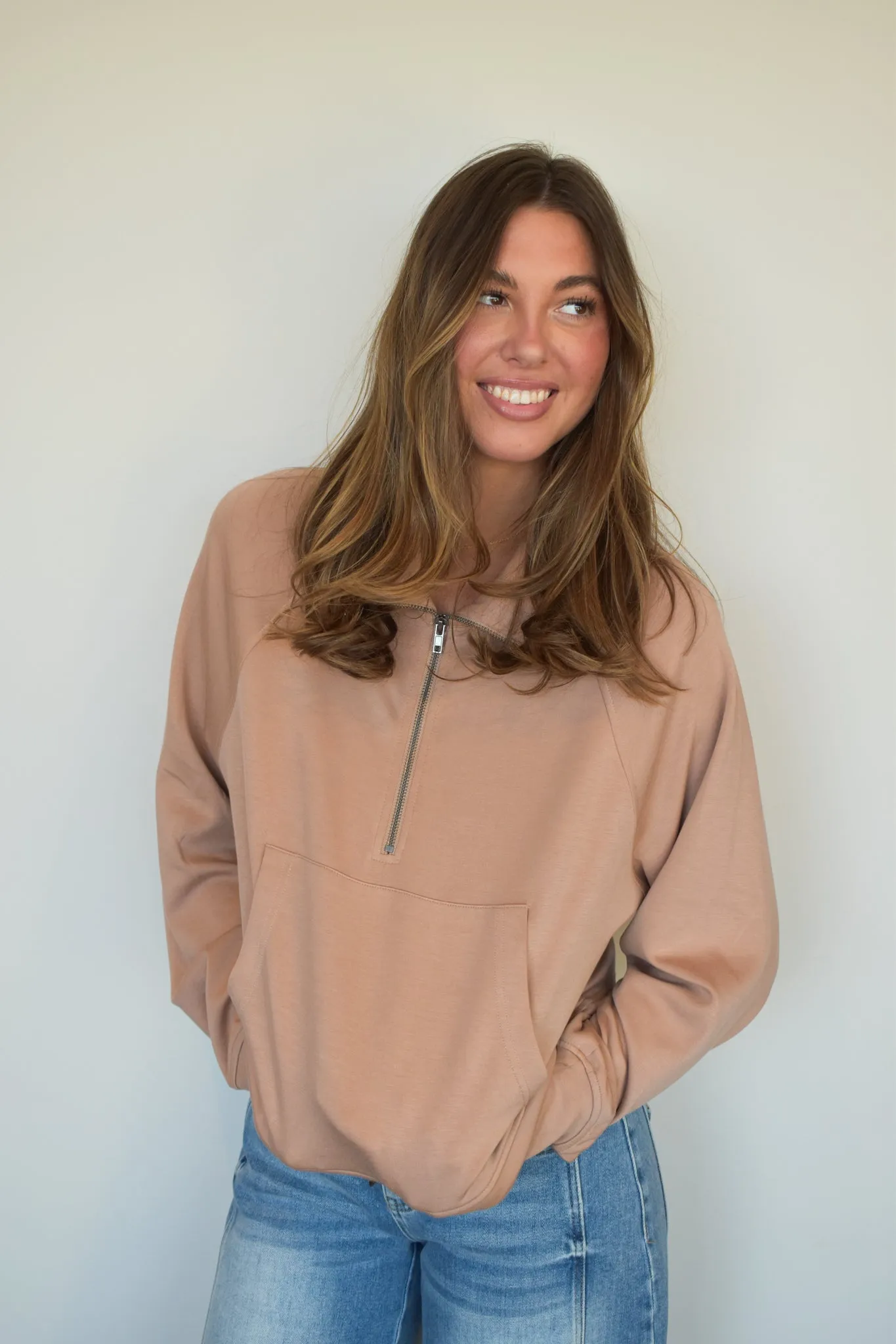 The Classic Quarter Zip -Dark Taupe