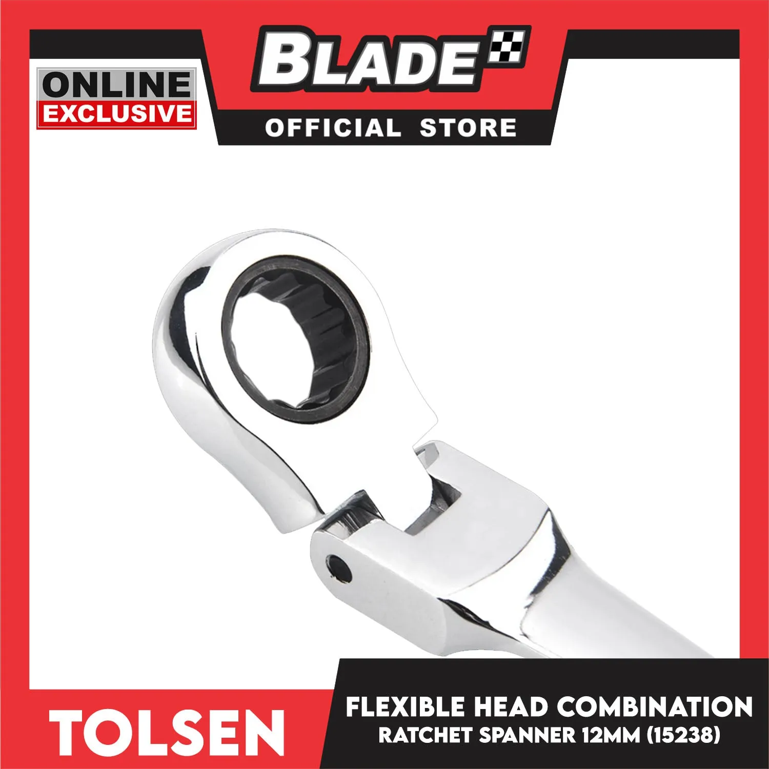 Tolsen 12mm Flexible Head Combination Ratchet Spanner 15238