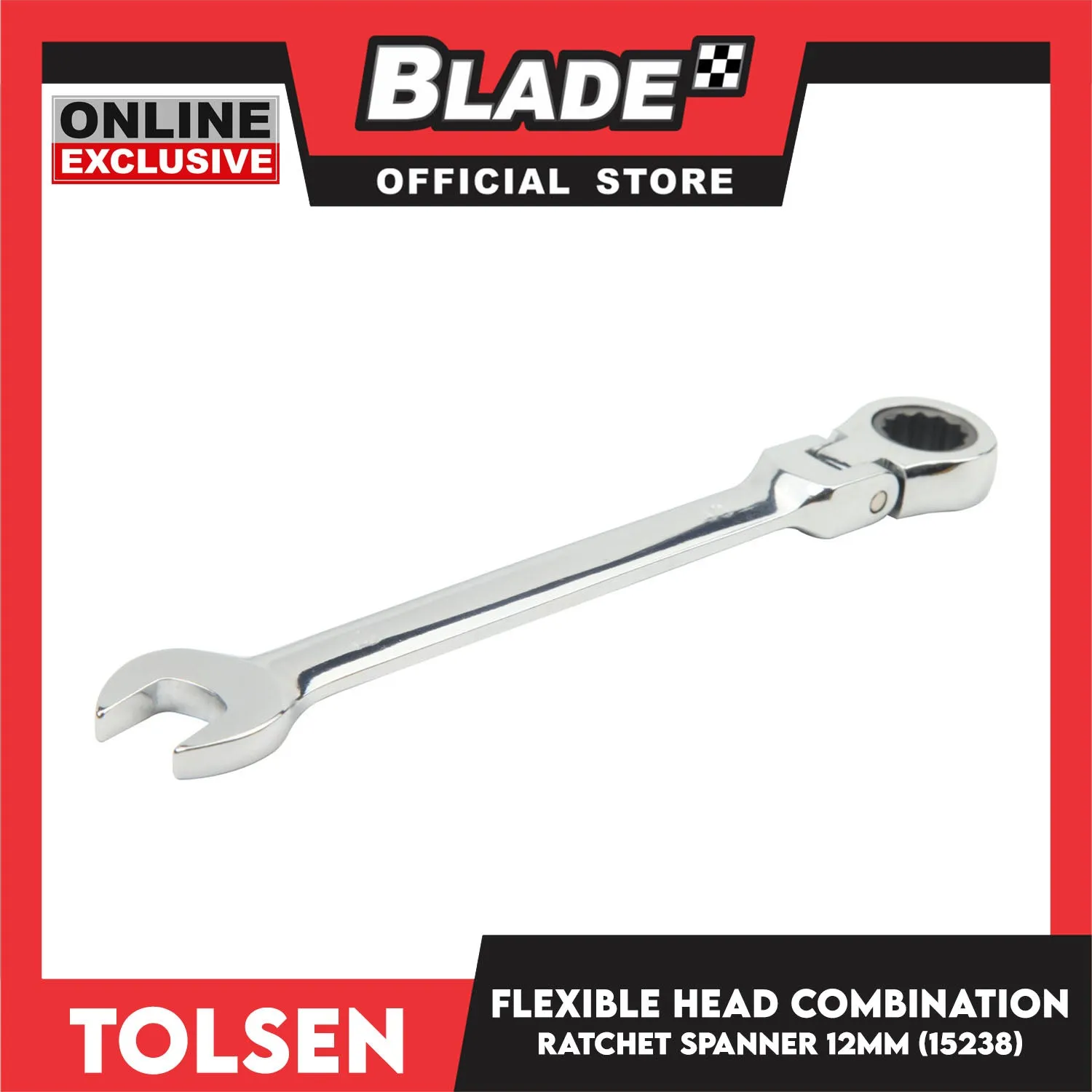 Tolsen 12mm Flexible Head Combination Ratchet Spanner 15238