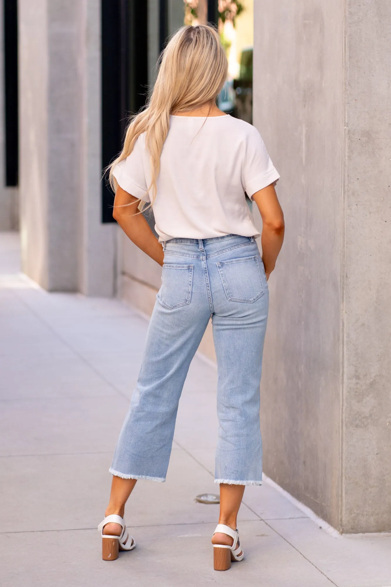 Tummy Control High Waist Raw Hem Distressed Jeans Regular & Plus SIzes