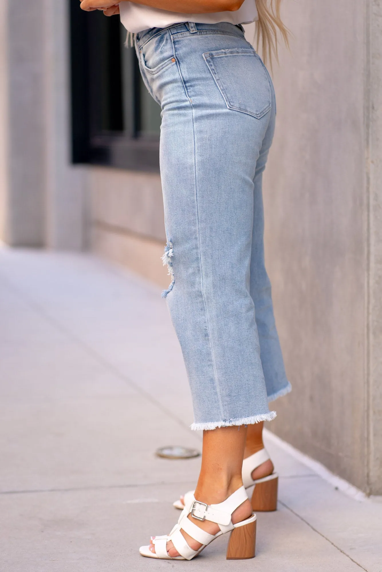 Tummy Control High Waist Raw Hem Distressed Jeans Regular & Plus SIzes