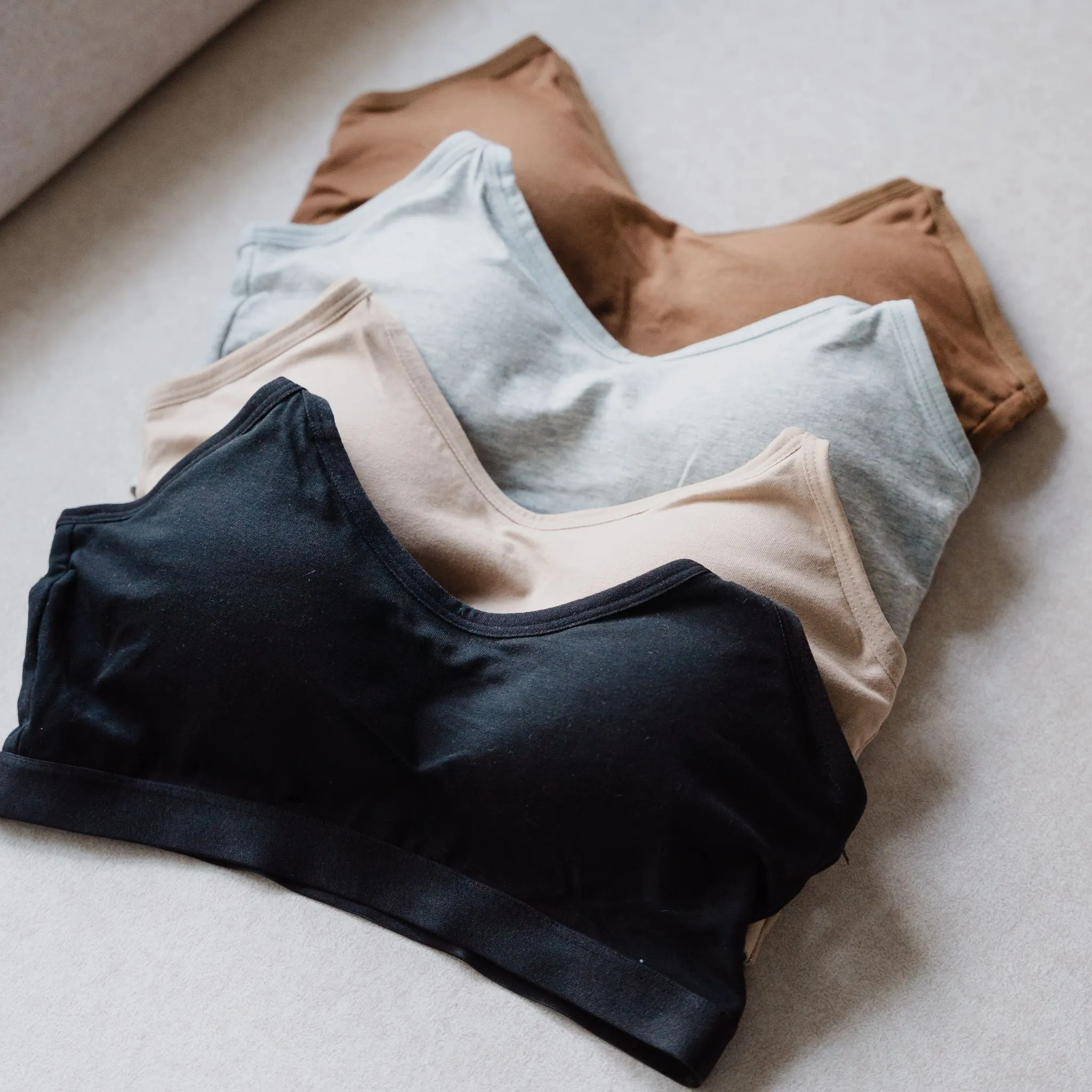 Urban Edge! Mini-Crop Sweetheart Bra Top (Solid Cotton) in Creme Espresso