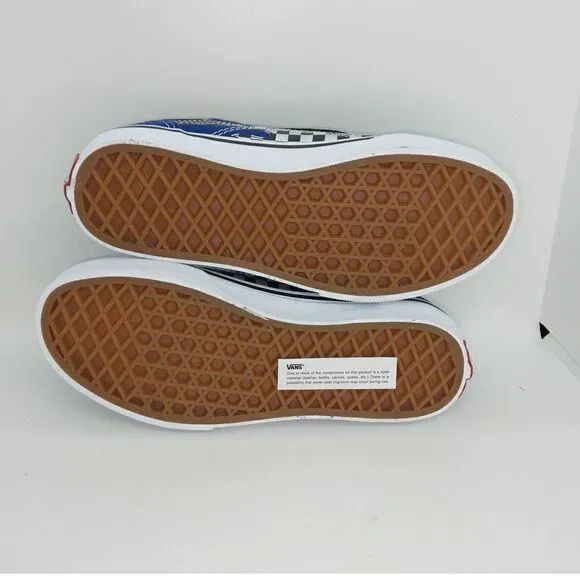 VANS Old Skool Boys NEW Reflective Checkered Flame Blue Sneakers - sz. 2 1/2Y