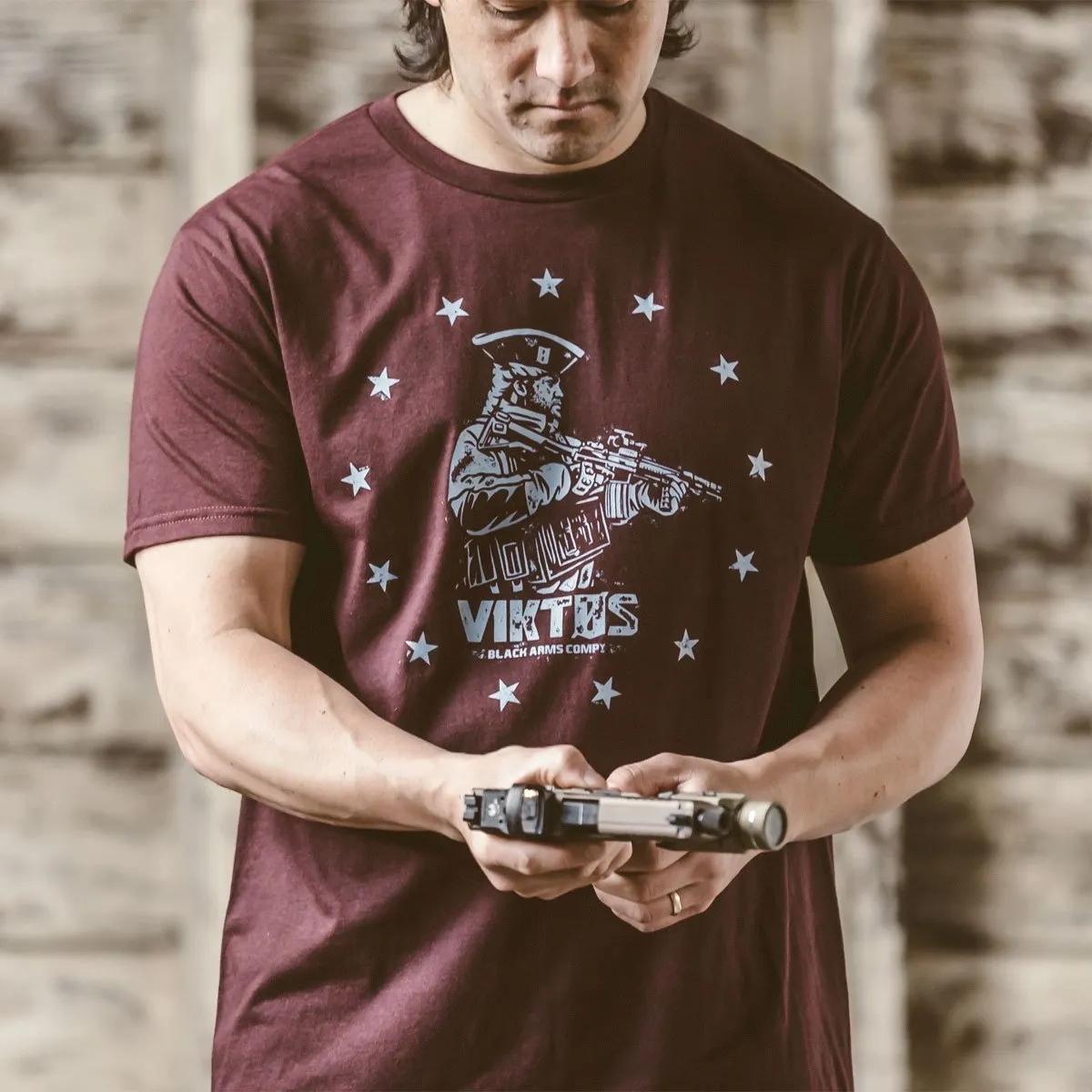 VIKTOS Tax Stamp Tee Burgundy Heather