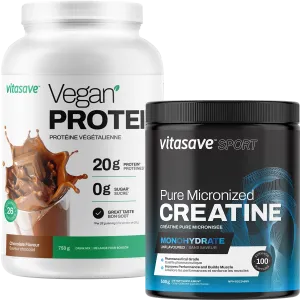 Vitasave Vegan Sport Bundle (Vegan Protein-Chocolate   Creatine)