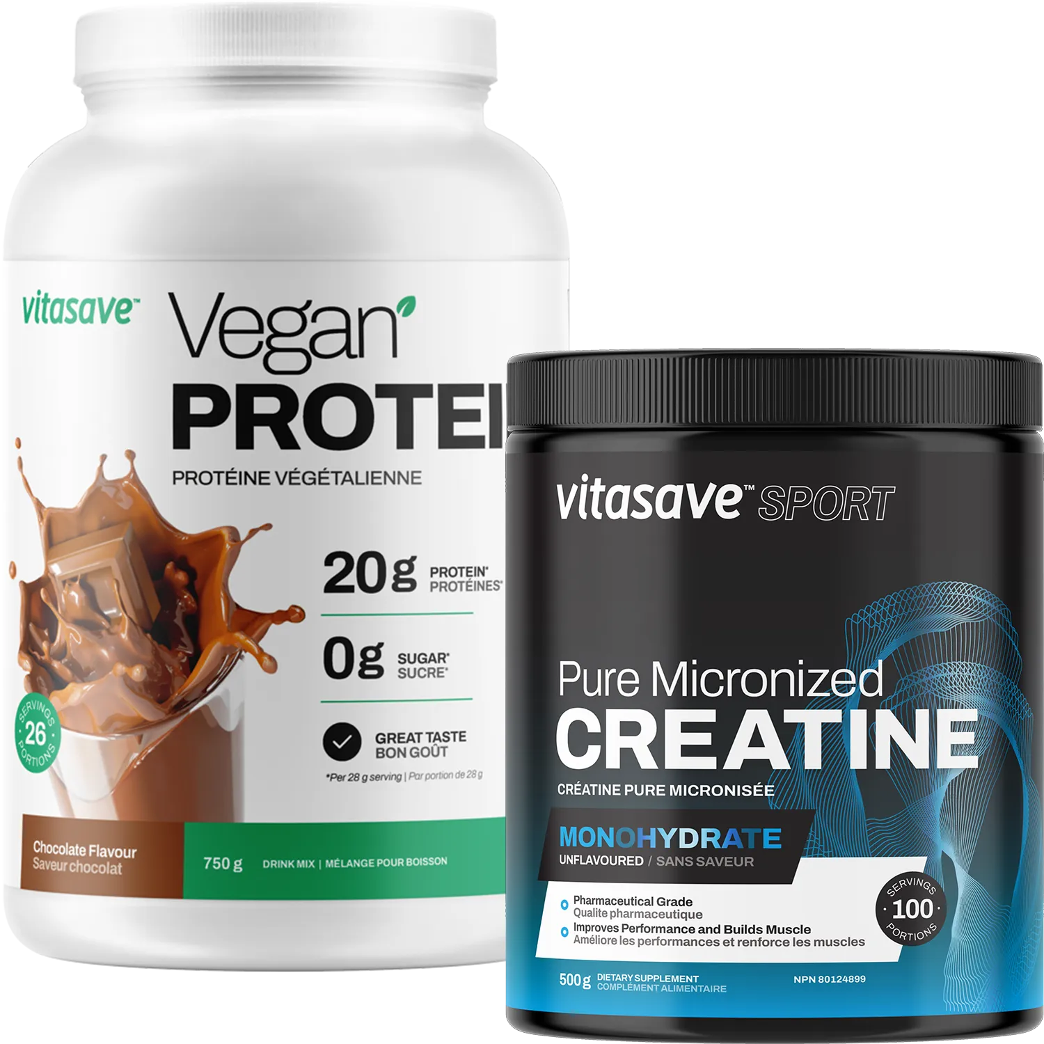 Vitasave Vegan Sport Bundle (Vegan Protein-Chocolate   Creatine)