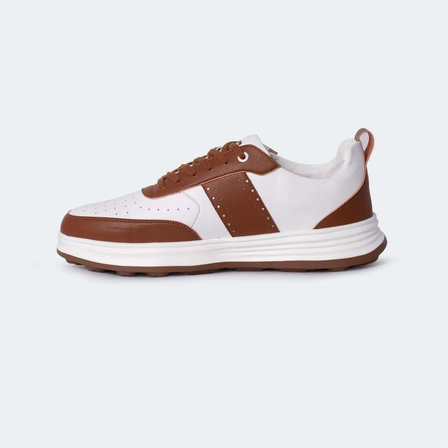 White/Brown Casual Sneakers for Men (Willow 560)