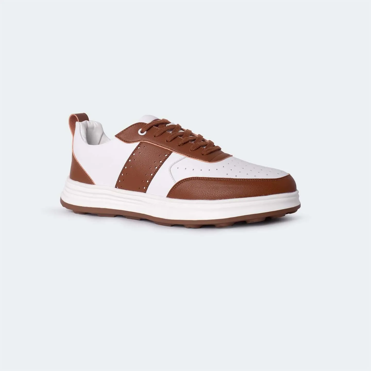 White/Brown Casual Sneakers for Men (Willow 560)
