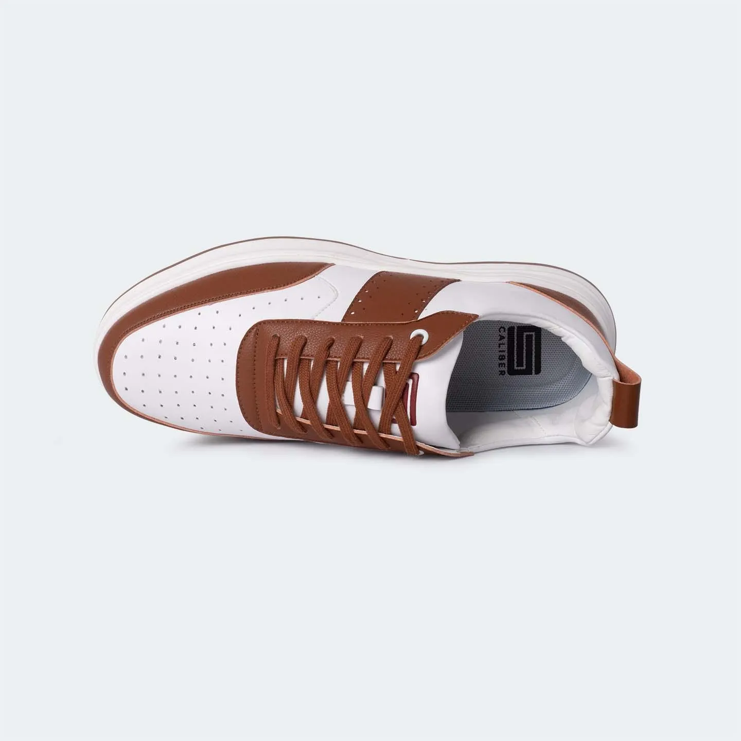 White/Brown Casual Sneakers for Men (Willow 560)