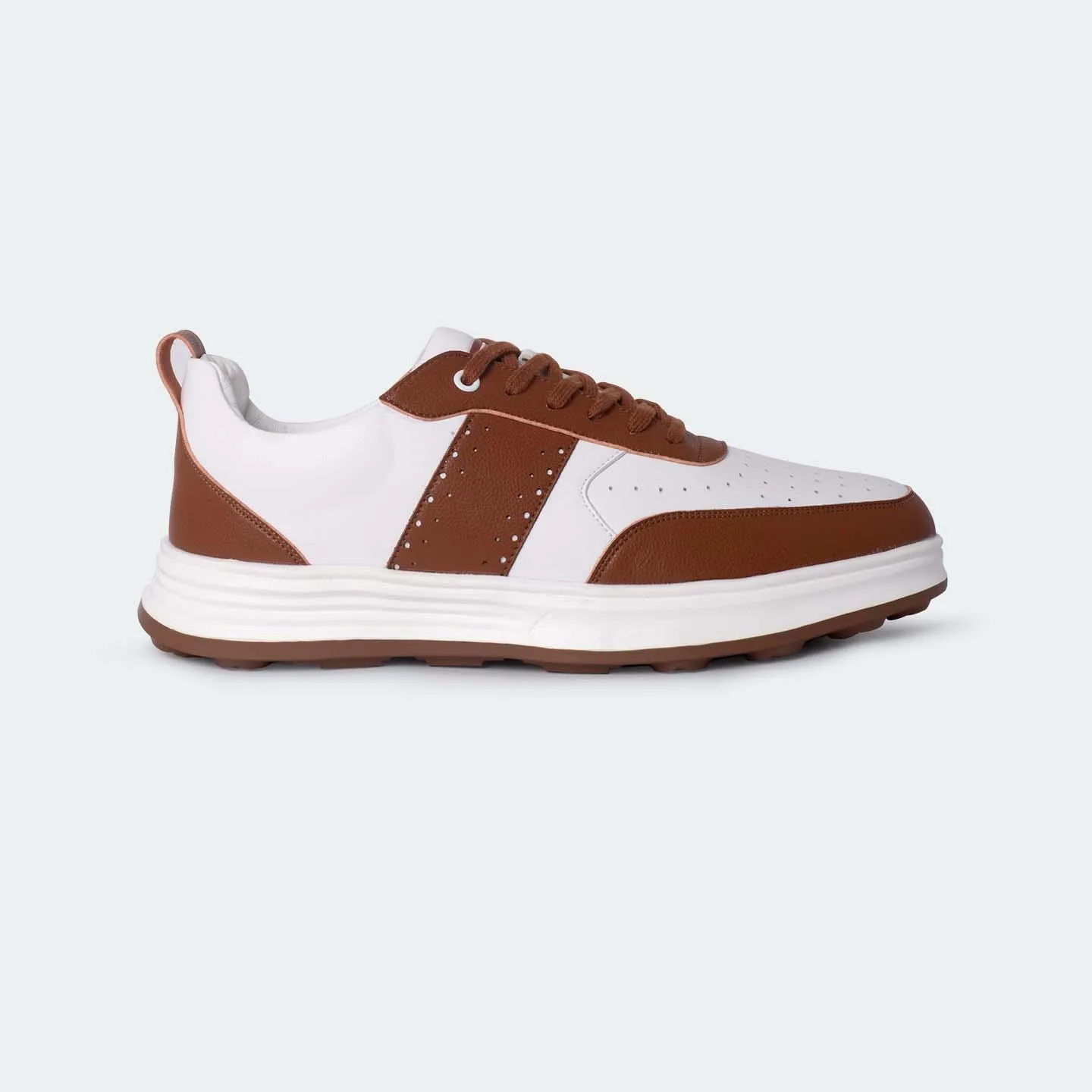 White/Brown Casual Sneakers for Men (Willow 560)