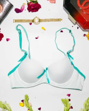 Women Push up Underwire Bra Smoothing Lace Everyday Bra - White