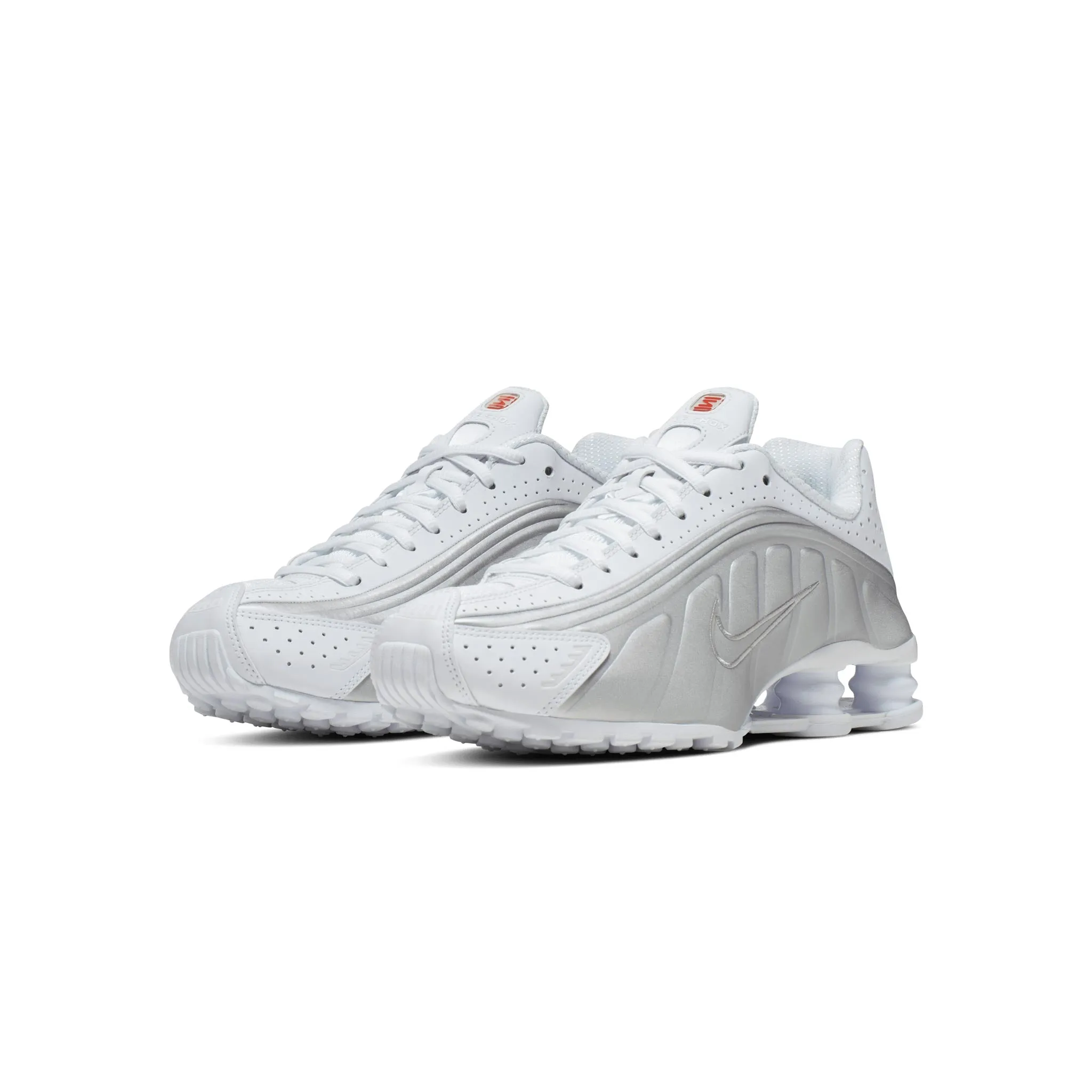 Women's Nike Shox R4 White/White-Metallic Silver-Max Orange AR3565-101