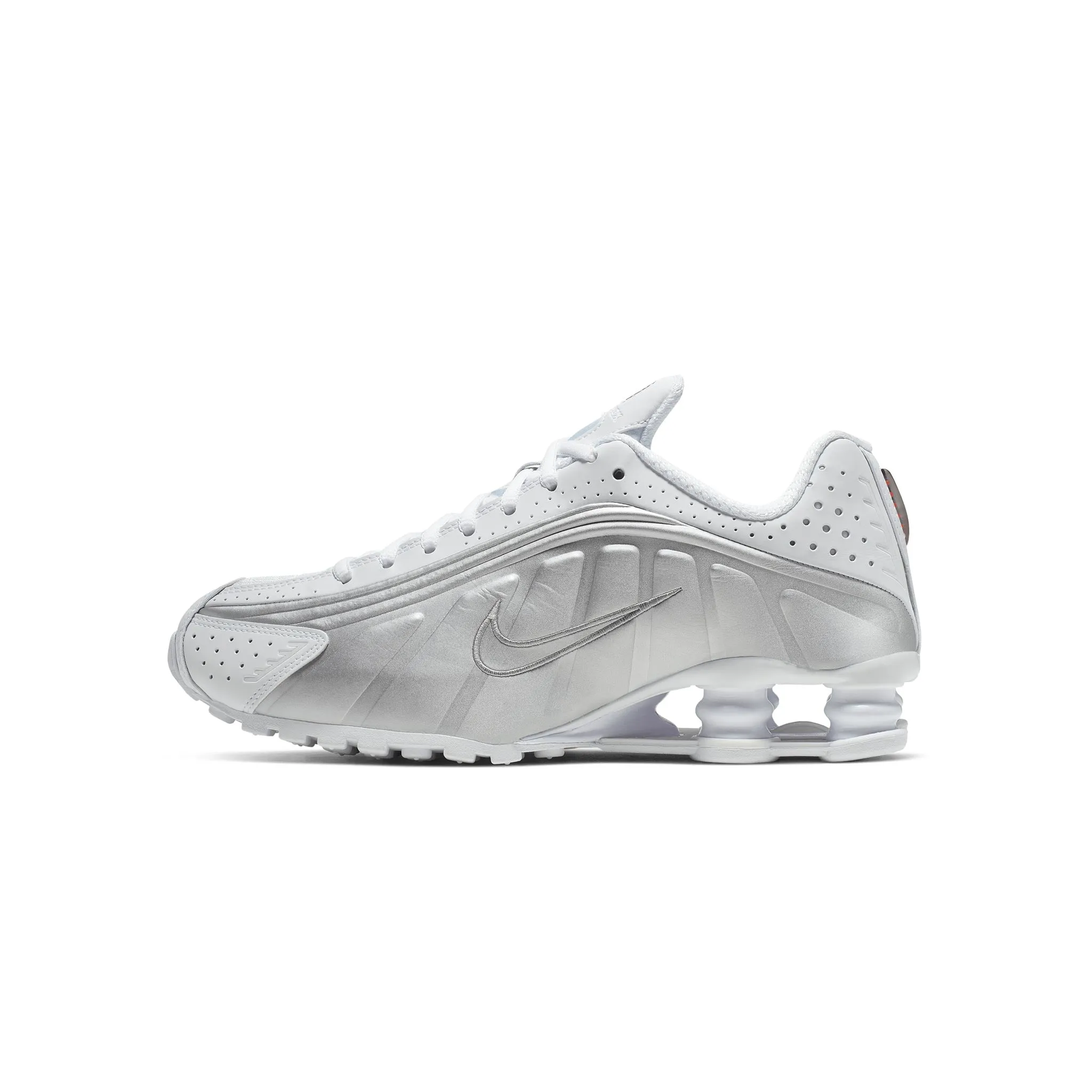 Women's Nike Shox R4 White/White-Metallic Silver-Max Orange AR3565-101