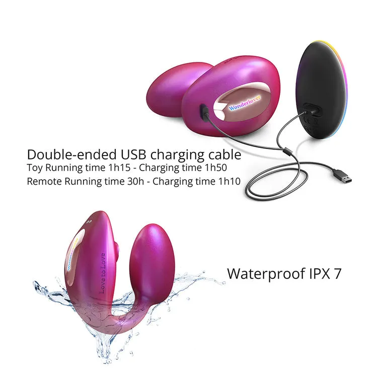 Wonderlover Hands Free Clitoral and G-Spot Vibrator with Remote - Pink