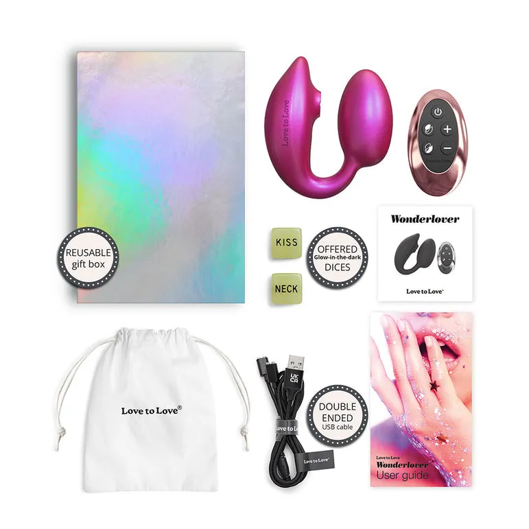Wonderlover Hands Free Clitoral and G-Spot Vibrator with Remote - Pink