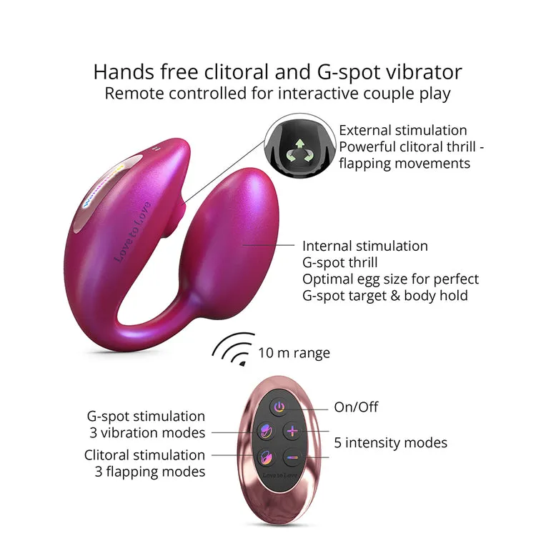 Wonderlover Hands Free Clitoral and G-Spot Vibrator with Remote - Pink